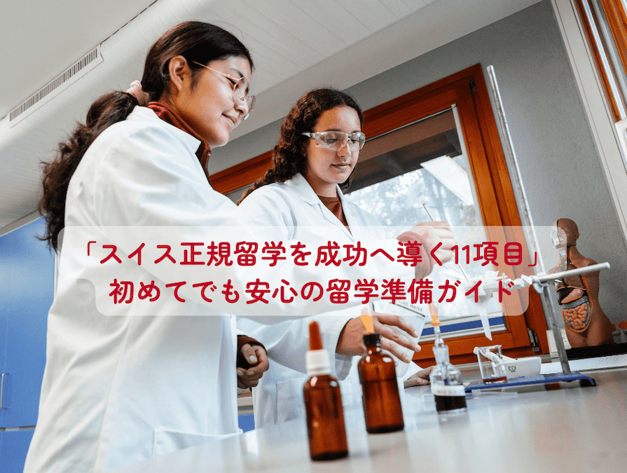 弊社スイス留学.comでは、初めてのスイス留学を検討されるご家庭向けに、留学準備のポイントをまとめた資料『スイス正規留学を成功へ導く11項目』をご用意しています