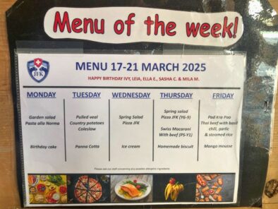 スイス寄宿学校JFK校の食事メニュー