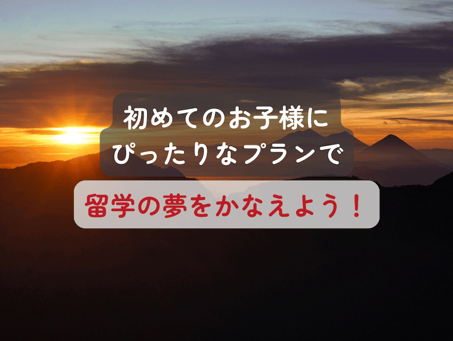 「今年こそはお子様に留学を体験させてあげたい！」 とお考えの親御様にぴったりなプランをご紹介